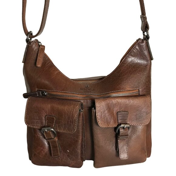 Wild West Los Angeles Brown Leather Crossbody or Shoulder Saddle Bag Pockets - Picture 1 of 12